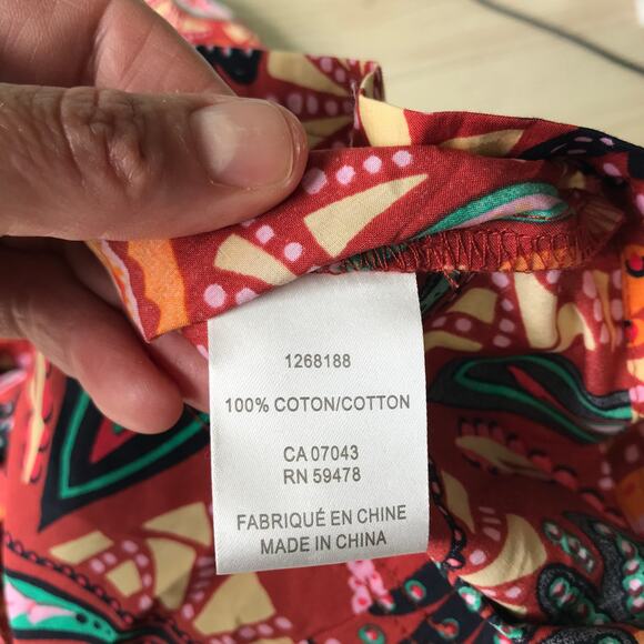 Rachel Zoe Romper Womens XS Red Paisley Belt‎ Puff Tropical Boho Resort Coastal - Picture 11 of 12